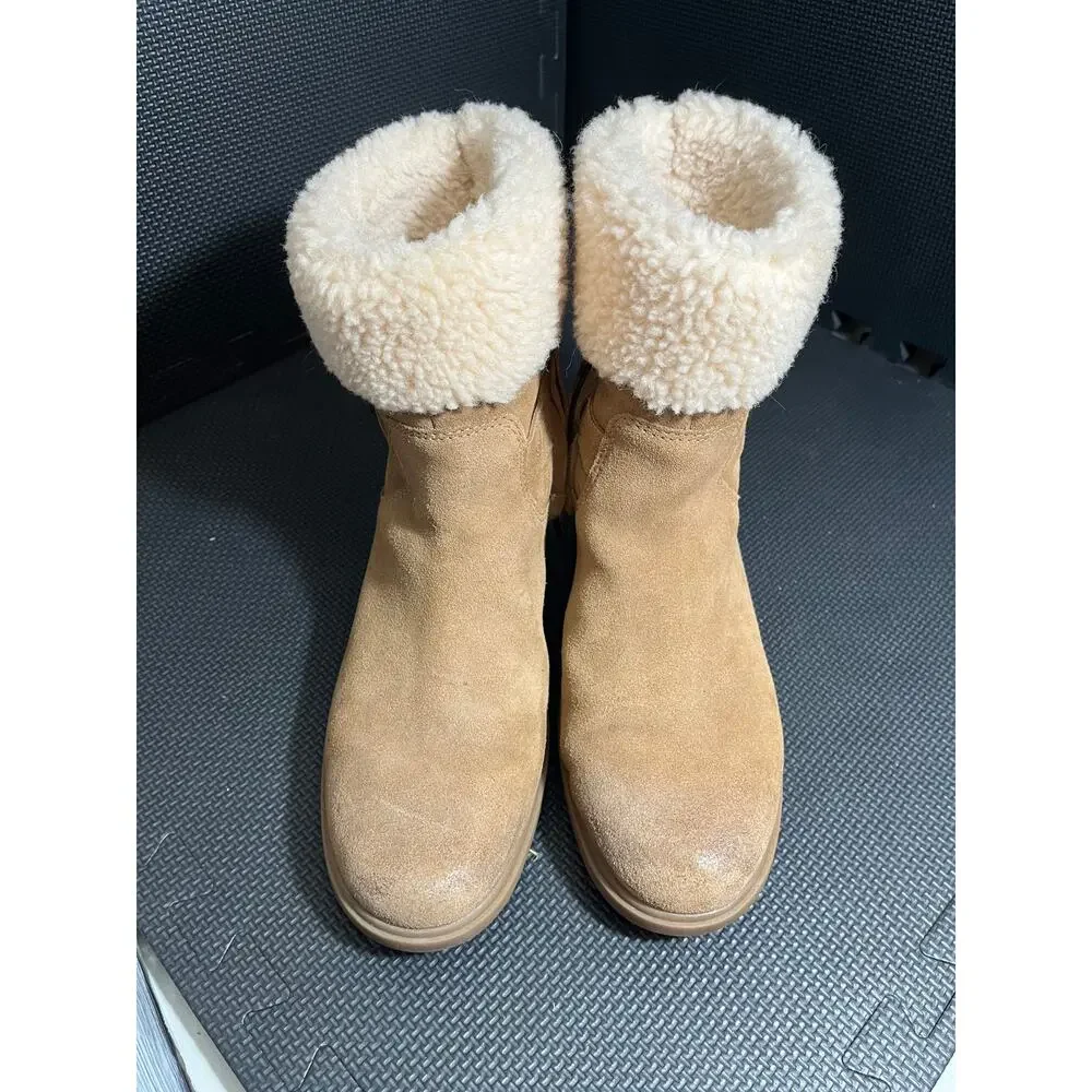 UGG 1120773 Harrison Cuff Suede‎ Boots Ladies Size 9.5 Chestnut Waterproof 3217